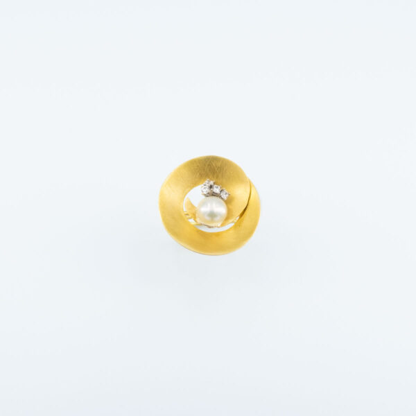 Ring Yellow Gold Handmade K14 with Pearl