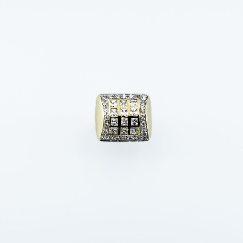 Δαχτυλίδι Κίτρινος Χρυσός Τετράγωνο Κ14 με Ζιργκόν