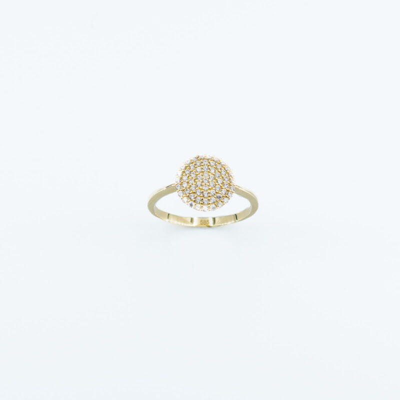 Ring Yellow Gold Circle K14 with Zircon