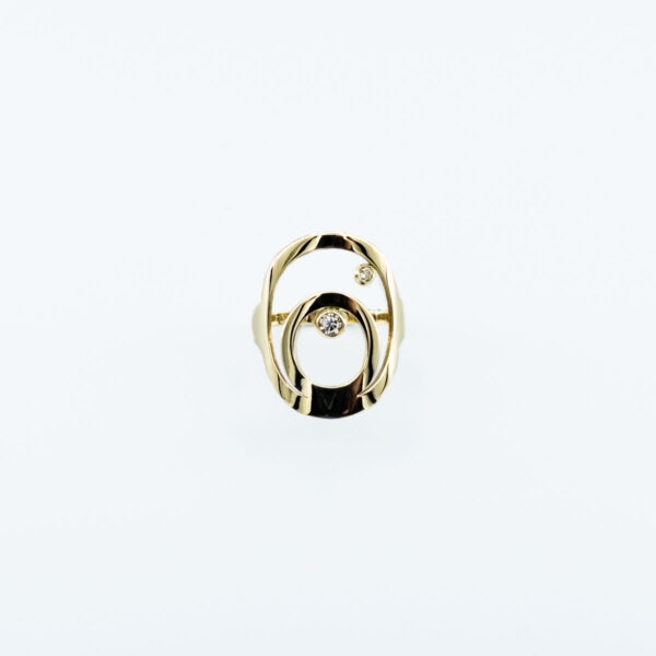 Ring Yellow Gold Oval K14 with Zircon