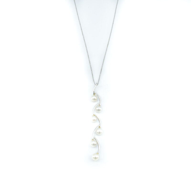 White Gold Necklace with Pearls K14