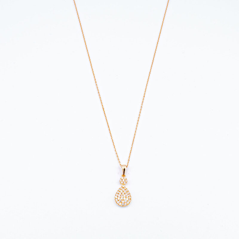 Necklace Pink Gold Drop K14 with Zircon