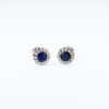 Earrings White Gold Rosette K14 with Zircon Blue