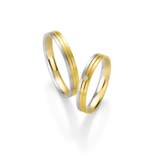 Wedding rings Breuning Yellow- White Gold K8 with Diamond