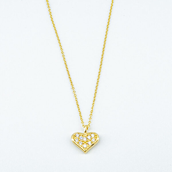 Yellow Gold Heart Necklace K14 with Zircon